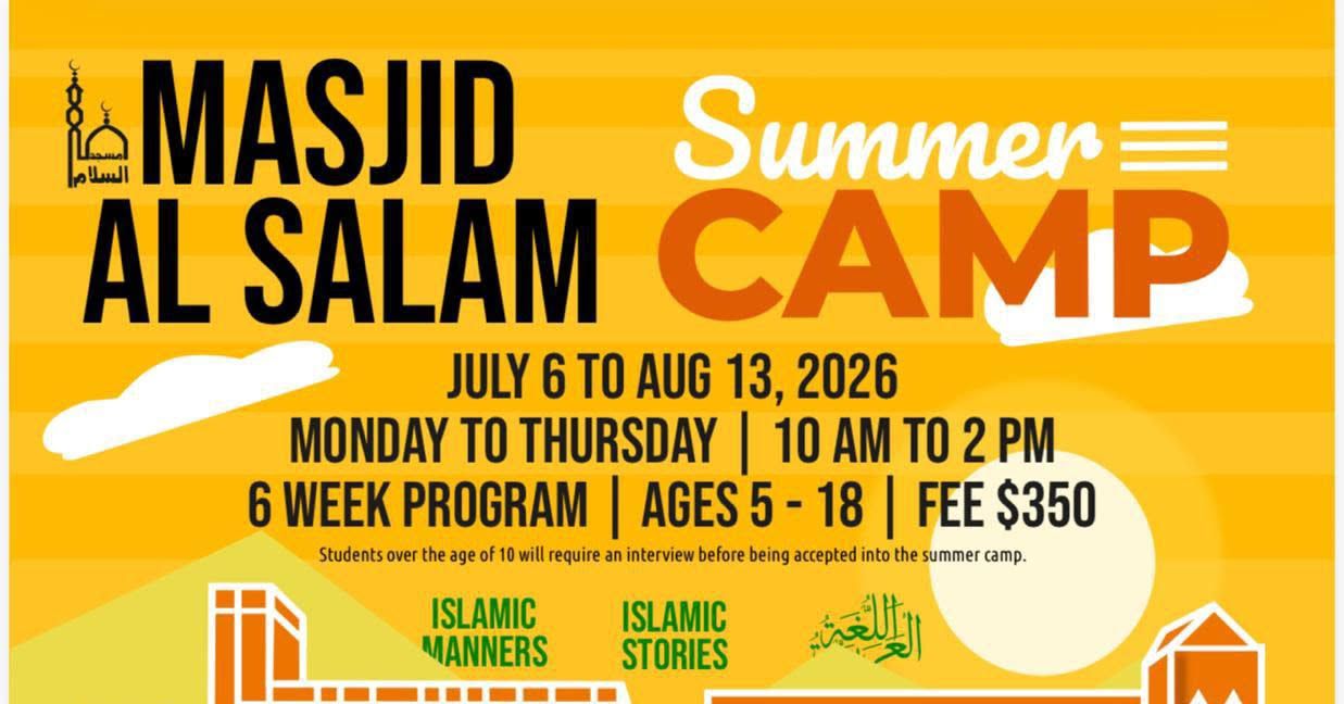 Masjid Al Salam Summer Camp 2026 flyer
